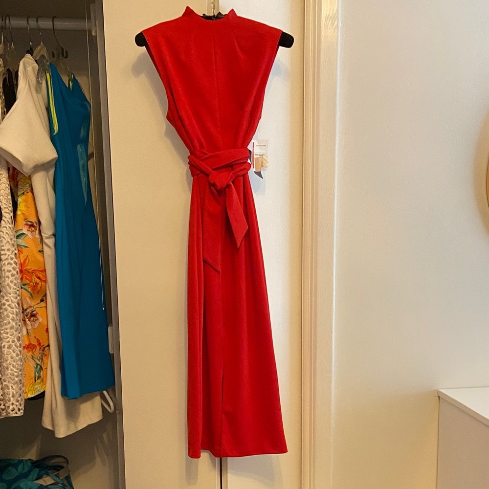 Alexia Admor Red Midi Dress with Self Belt